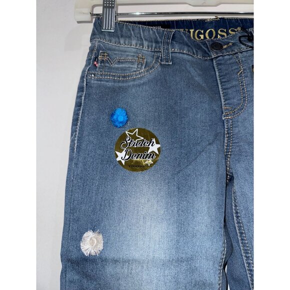 Vigoss Girls Size 10 Medium Vintage Stretch Denim Jeans With Pom-Pom Details - Picture 5 of 8